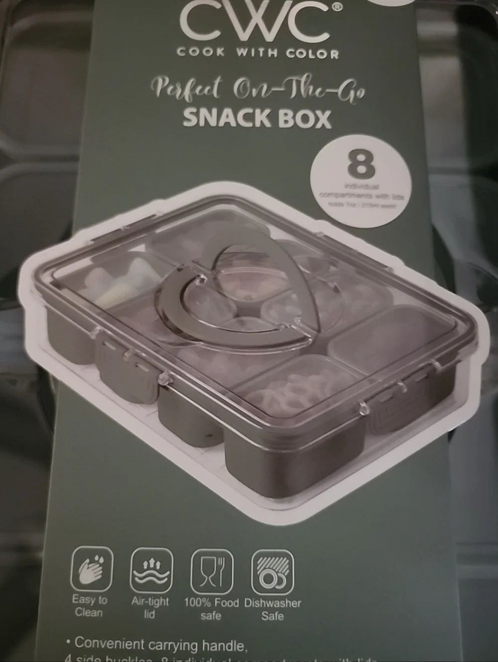 New, Set of 2 Snack Box In Sleeve, Cook With Color, Green, Total 16 Compartments